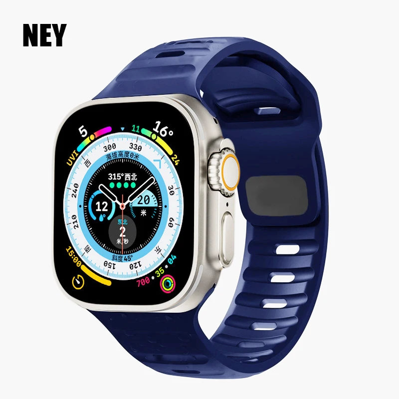 Sport Strap For Apple Watch Ultra band 49mm 45mm 46mm 44mm 42mm 41mm Silicone Air hole Bracelet iWatch Serie 11 10 9 8 7 6 SE