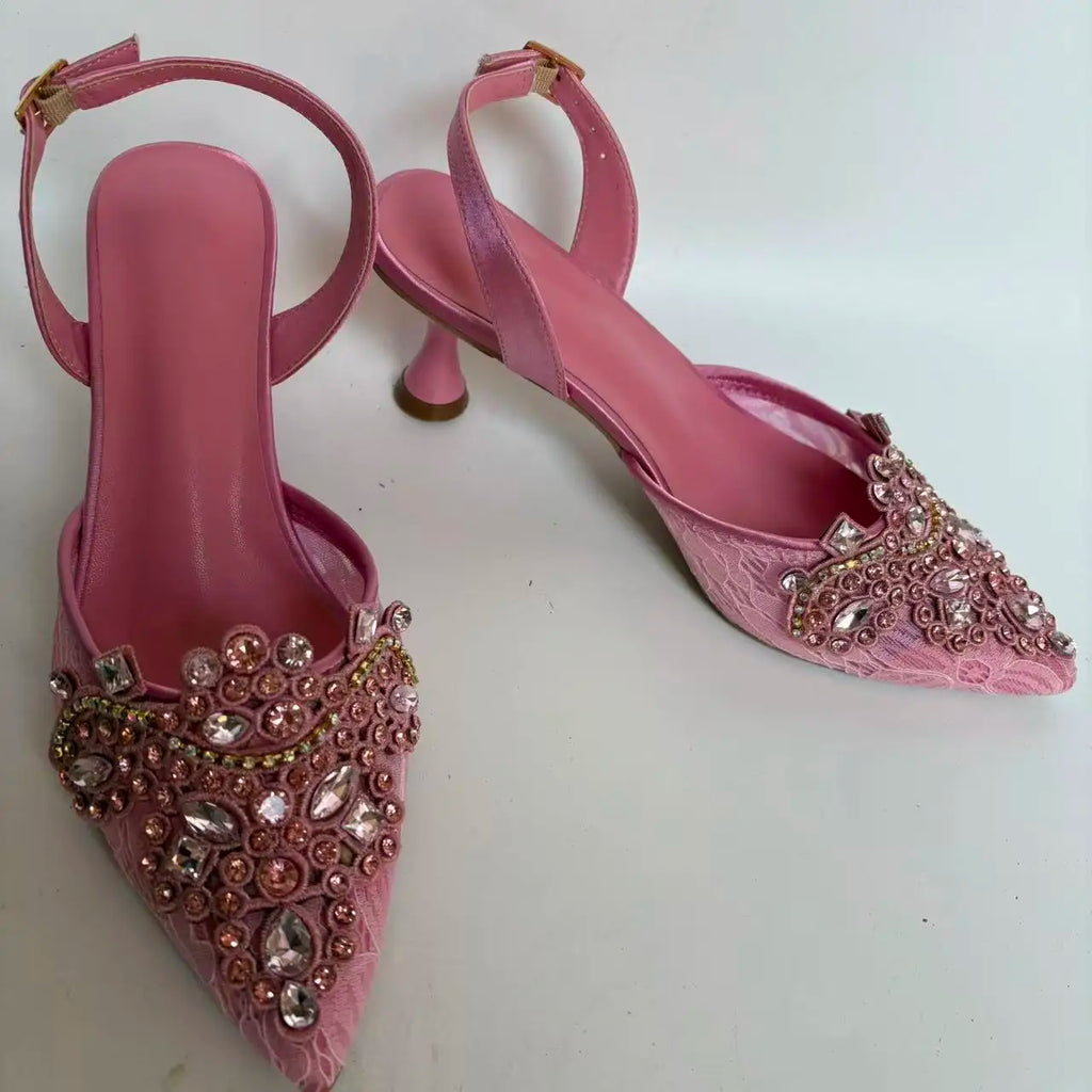 Insightlink Italian Shoes and Handbags Accessory Set with Rhinestone Metal Embellishments Wedding Shoes Bridal Shoes Designer
