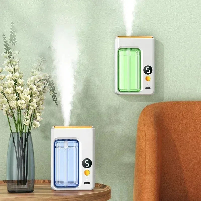 Portable Wireless Wall Hanging Aromatherapy Diffuser Machine with Display Automatic Fragrance Spray Bathroom Deodorization Air