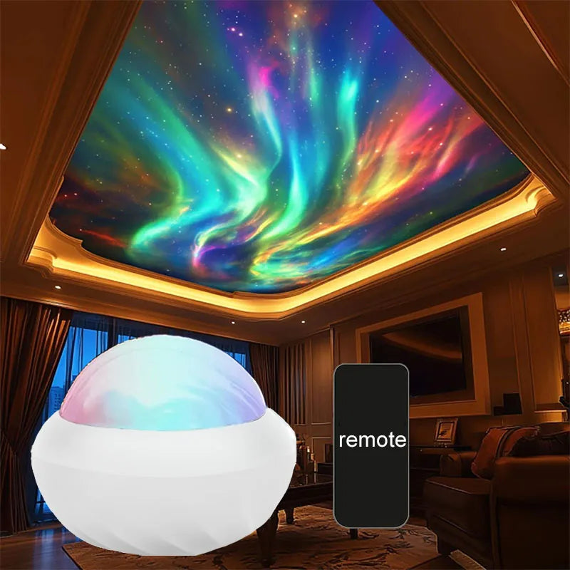 Northern Light Projector RGB Atmosphere Night Lights Remote Control USB Aurora Projection Lamp 360° Rotate for Home Party Decor