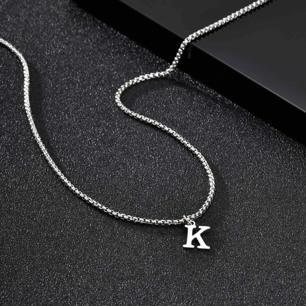 Simple Stainless Steel Initials Letters Necklace for Men Women,Hip Hop Gold Silver Color Box Chain Collars Jewelry Gift