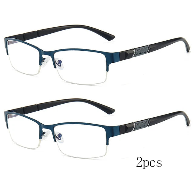BEGREAT High Quality Anti-Blue Light Presbyopic Glasses Far Sight Flexible Metal Half-frame Glasses Business Reading Eyeglasses