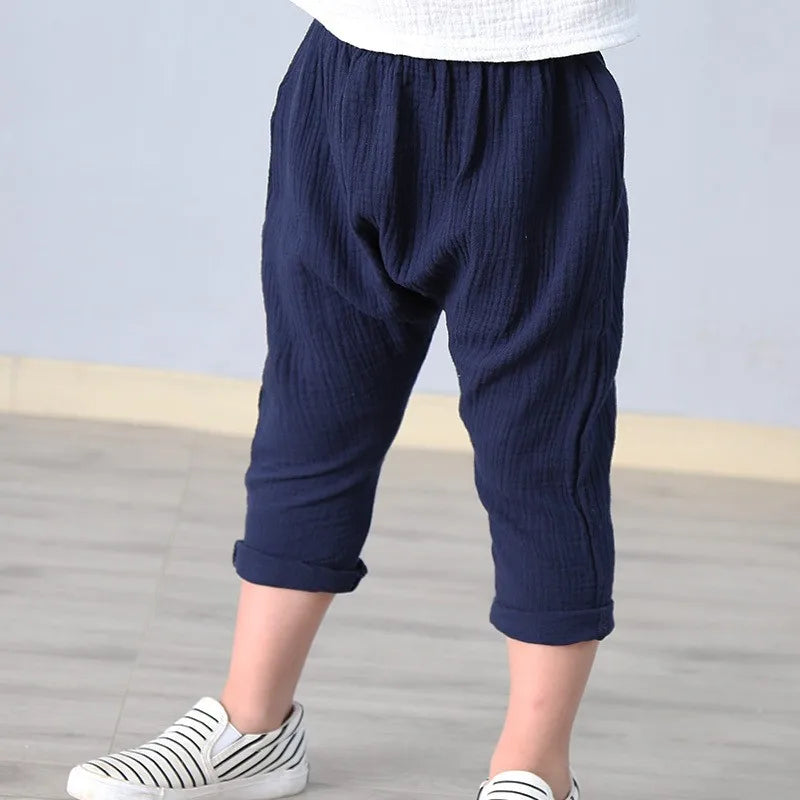 children t shirts fashion linen pleated boys t shirt children t-shirt 2025 summer baby boys girls t-shirt children clothes kids