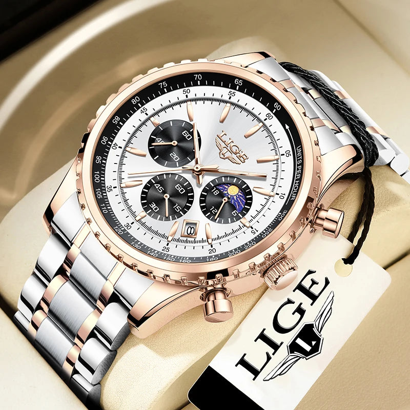 LIGE Fashion Top Brand Luxury Men Watch Casual Business Watch Men Sports Waterproof Quartz chronograph Wrist Watches For Men