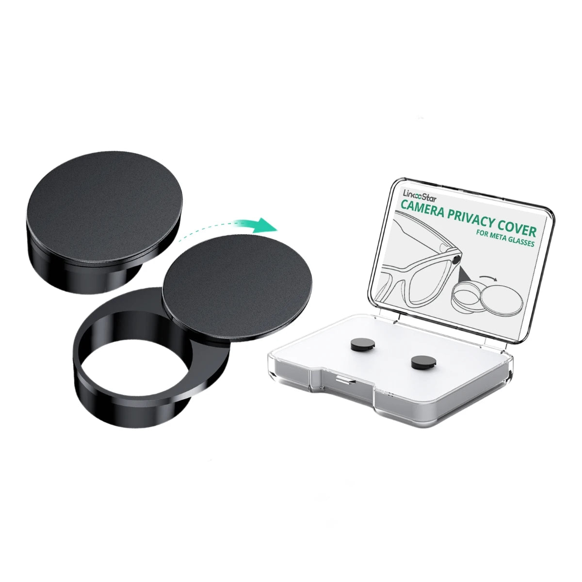 Rotating LED Light Cover Camera Lens Blocker for Smart AI Glasses,Privacy Slide Cap Cover, Safe Sunglasses Protector Accessory