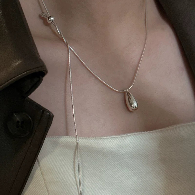 925 Sterling Silver Luxury Fashion Drop Necklace for Fall/Winter Sweater Chains Simple Versatile Pendant for Women Fine Jewelry