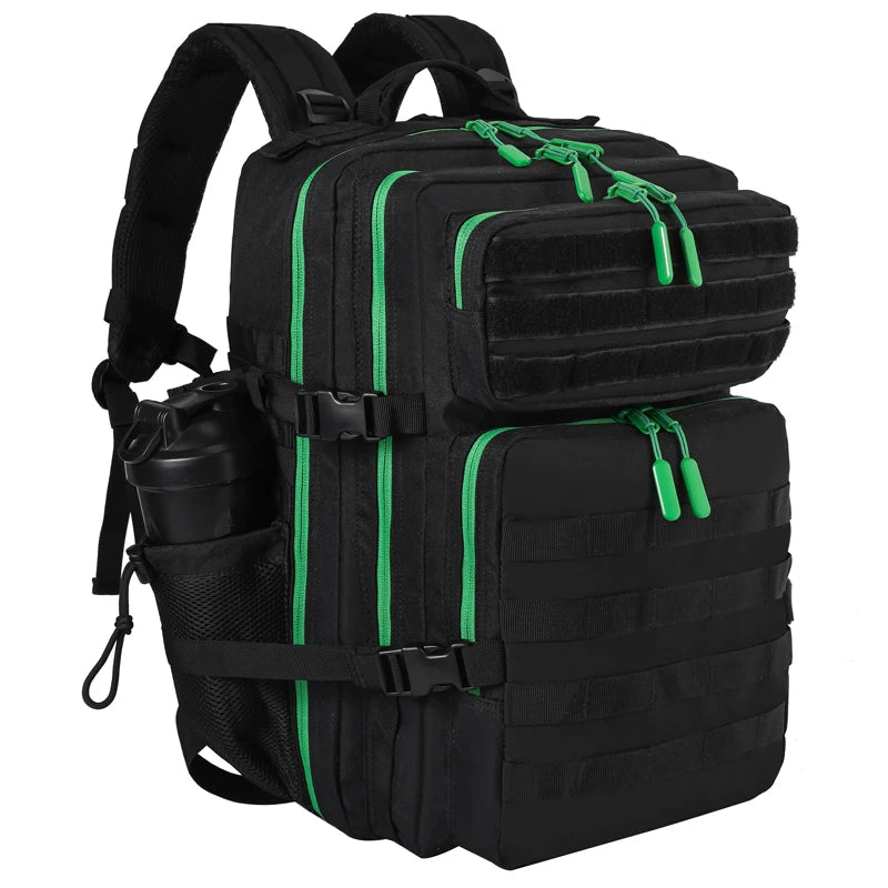 LHI 45L Tactical Backpack for Men and Women Large Athlete Gym Bag Outdoor Sports Hiking Survival Rucksack with Bottle Holder