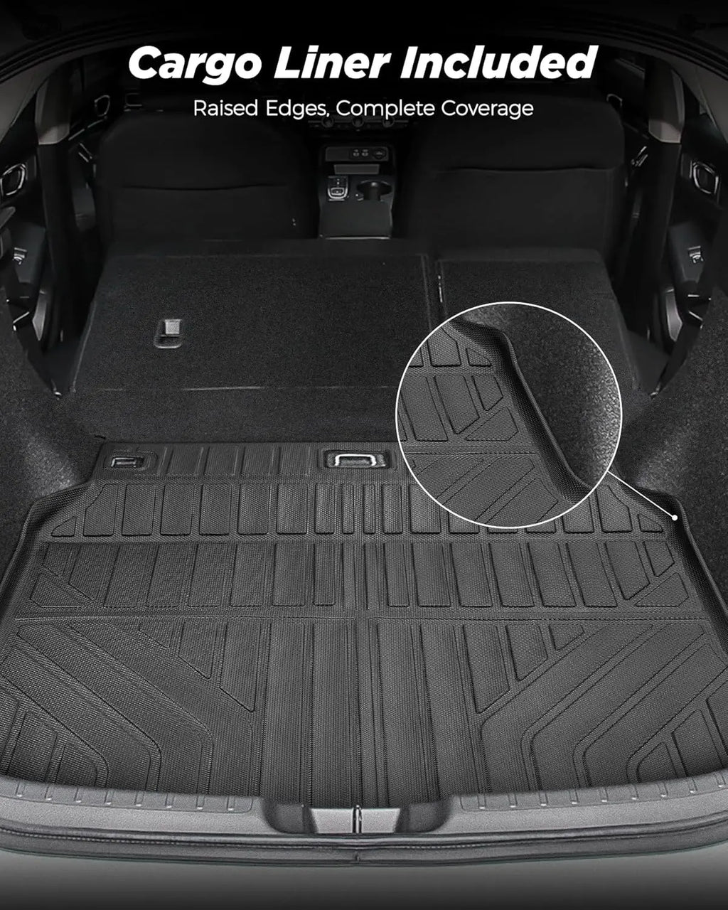 All-Weather TPE Floor and Trunk Mats for Hatchback Cars, Black, Full Set for Specific Years