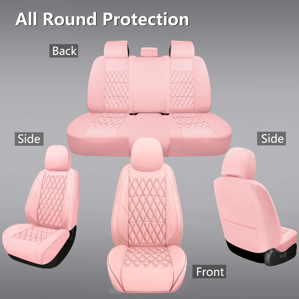 C03-pink Five-Seat Car Seat Covers Universal Full Surround Car Seat Covers Fits 95% of Vehicle Models Car Accessories Driver's seat cover or passenger seat cover all season universal pad