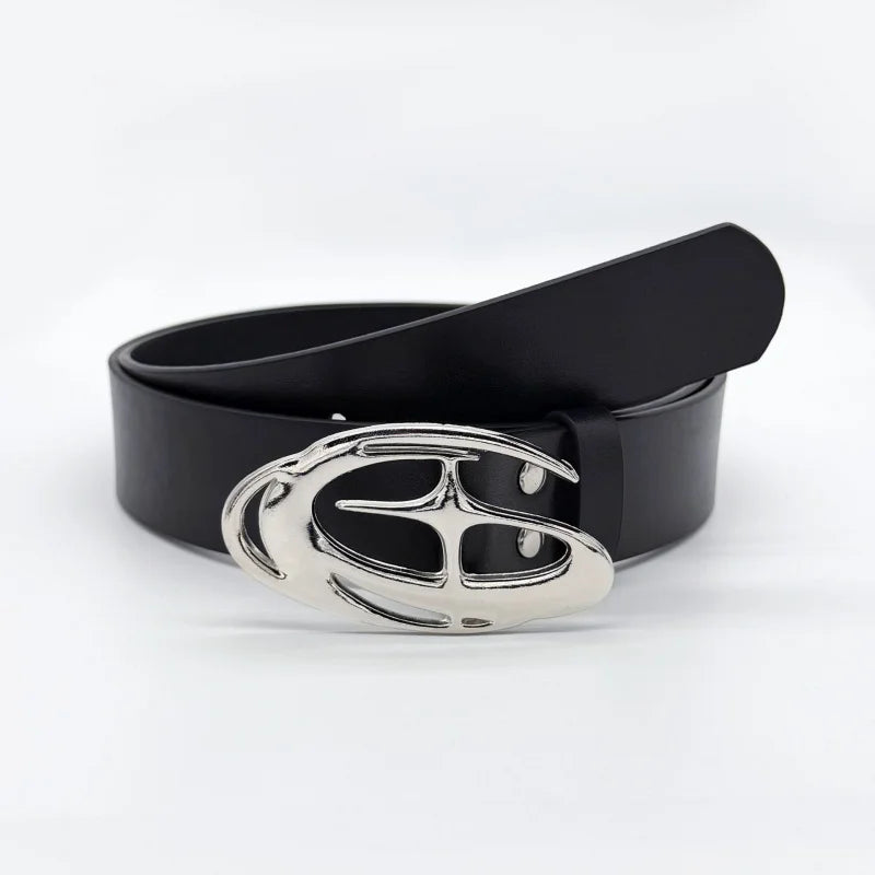 2025 Y2K Punk Hollow Waist Fake Leather Belt Fashion Gothic Accessory Buckle for Men and Women