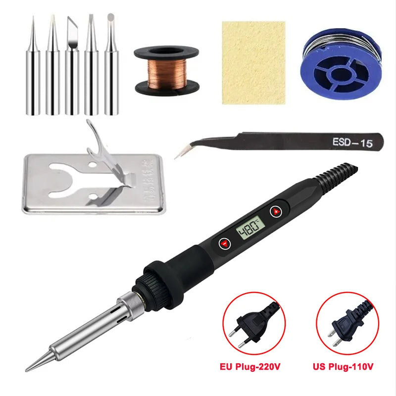 NEW Electric Soldering Iron 16IN1 80W LCD Digital Display 180-500 Adjustable Replaceable Head Soldering Iron Tin Pen Welding Kit