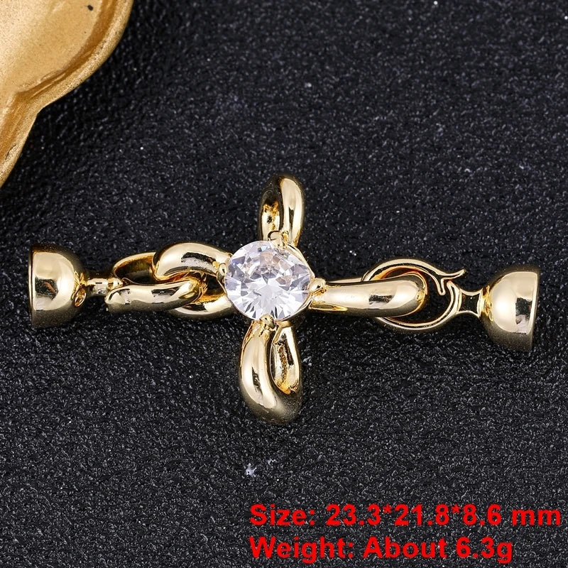 Juya 18K Gold Plated Decorative Fasteners Connector Locks Pearls Clasps Accessories For DIY Needlework Beads Jewelry Making