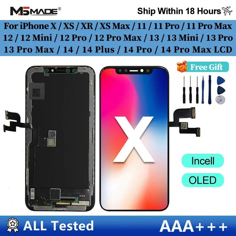 OLED 13 LCD For iPhone XR XS MAX 11 Display 3D Touch Screen Replace For 12 14 Pro Screen Incell 12 15 Pro Max Display 13 Mini