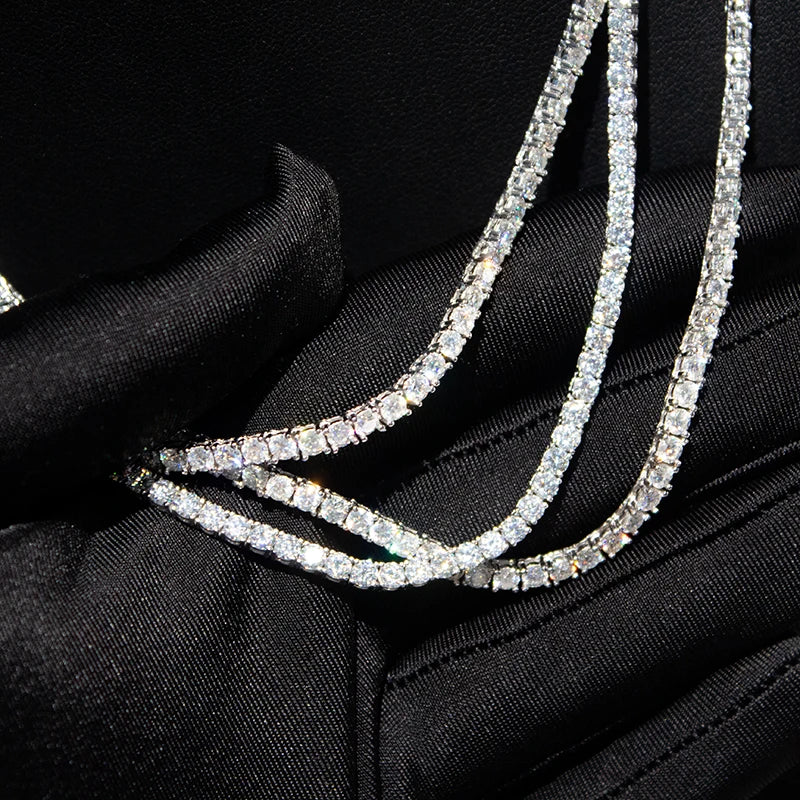 2-5mm Men Women Moissanite Tennis Chain Rose Yellow Moissanite Tennis Bracelet s925 Silver Tennis Chain For Women Men