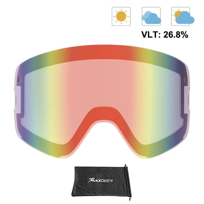 Magnetic Ski Goggles Men Snowboard Glasses Double Layers Lens Anti-fog UV400 Snow Goggles Women Snowmobile Skiing Eyewear OTG