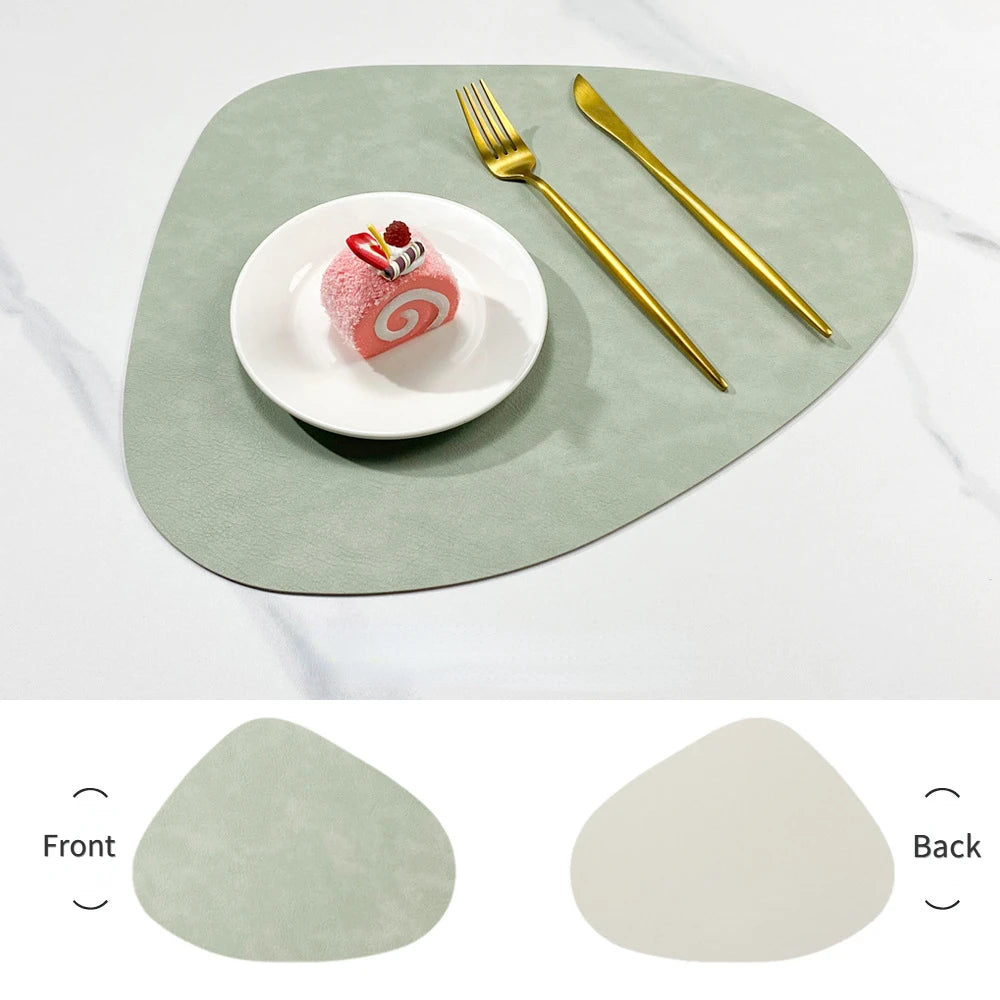 Nordic Double-Sided Anti-Slip Placemat - PU Thermal Insulation Table Mat with Water Droplet Pattern and Leather-Like Design
