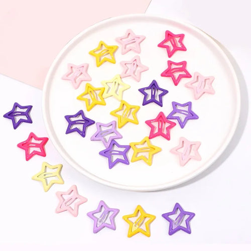 24/48pcs Random Colors Colorful Lattice Five-Pointed Star BB Clips | Girls’ Side Fringe Hair Clips, Versatile Hair Accessory Set