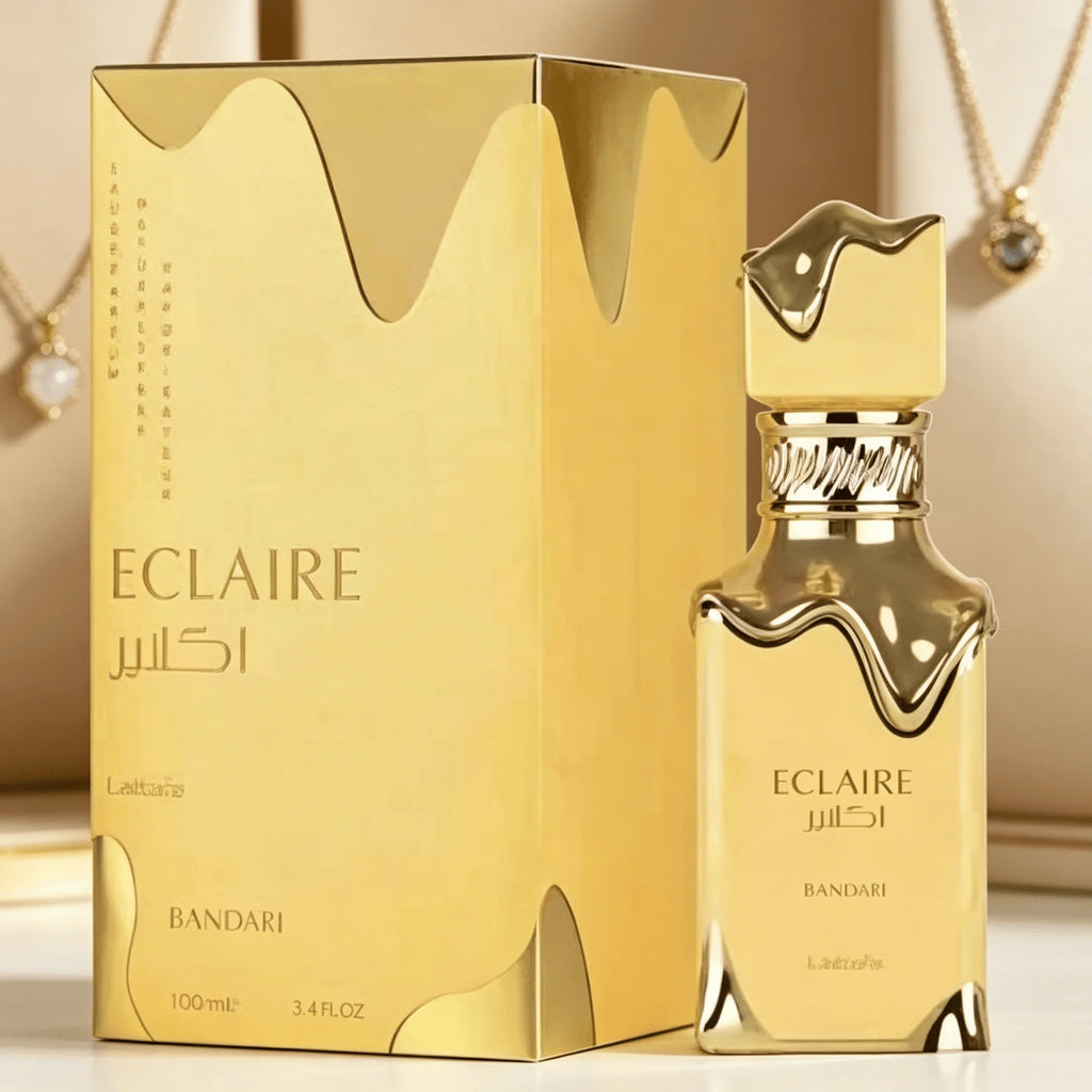 YARA LATTAFA Eclaire Bandffi Eau De Parfum 100ML With Original Gift Box Long Lasting Rich Warm Sweet Floral Vanilla Fragrance Women Perfume Full Gold Liquid Drip Wave Bottle Luxury Glam Scent Wedding Holiday Gift for Ladies