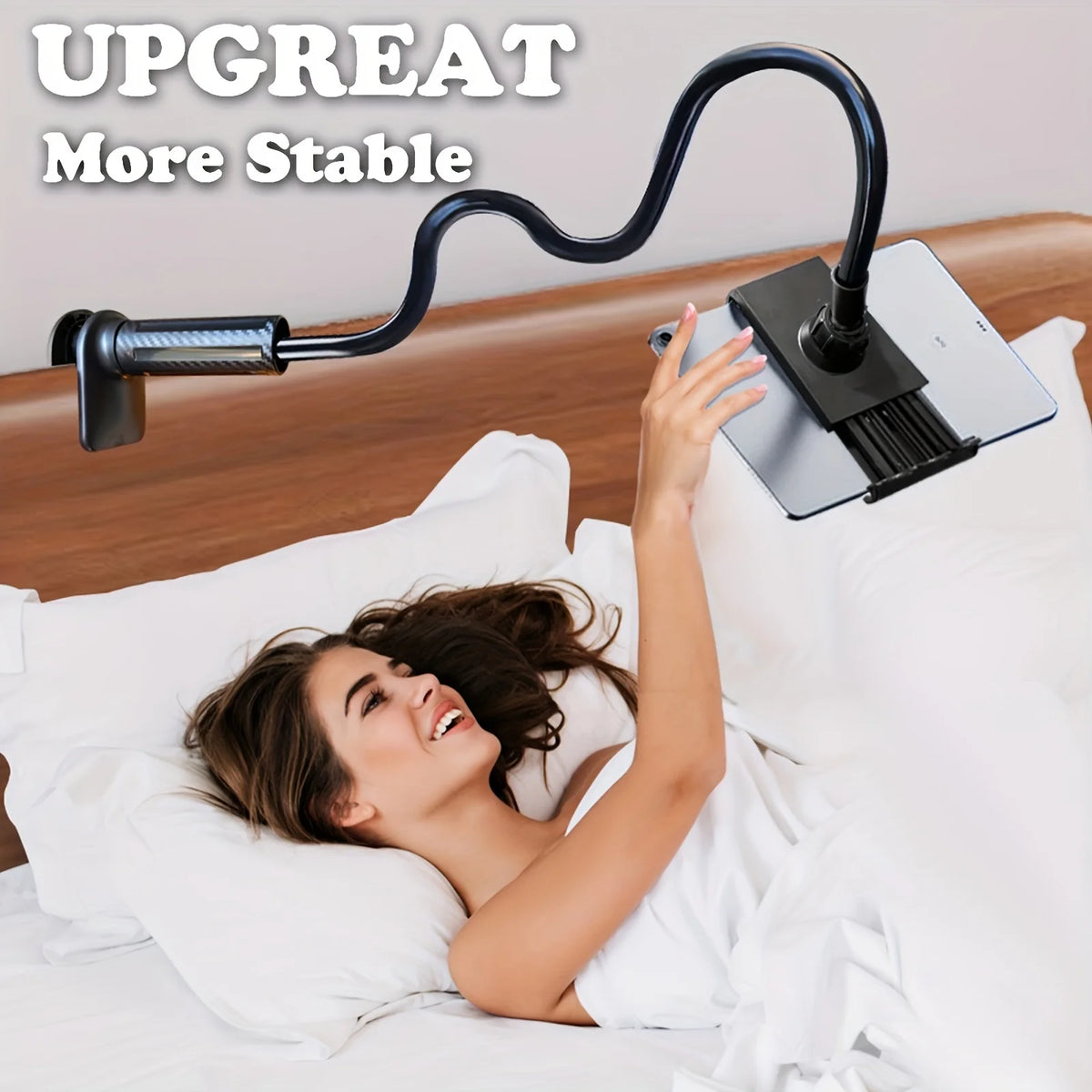 360 Degree Rotating Tablet Phone Holder Spiral Base, Suitable for Beds, Headboards, Desks, Long Arm Phone Tablet Holder