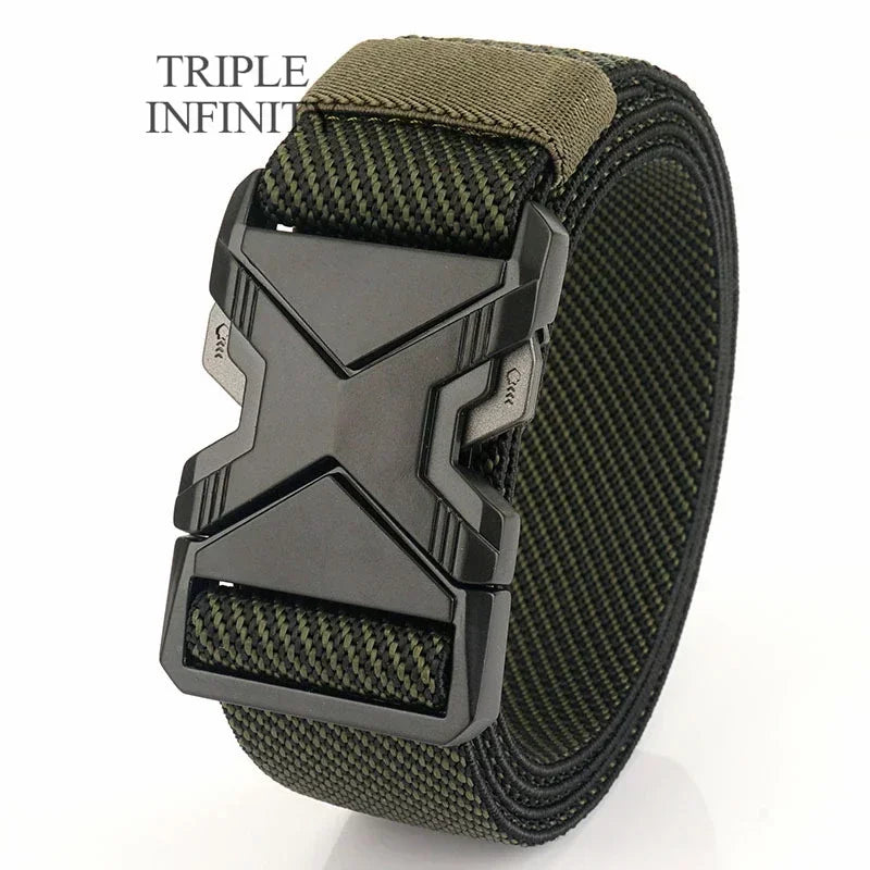 New Quick Release Metal Pluggable Buckle Tactical Belt Breathable Elastic Military Belts For Men Stretch Pants Waistband Hunting