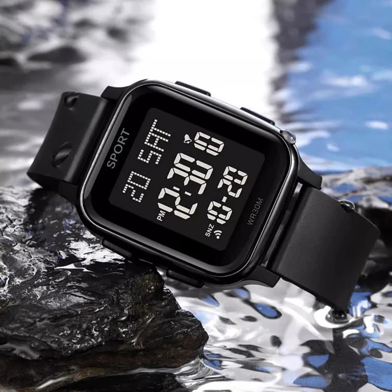 YIKAZE Sports Watch for Men Waterproof Multifunction Electronic Watch Ultra-thin Men's LED Digital Wristwatch for Man Student