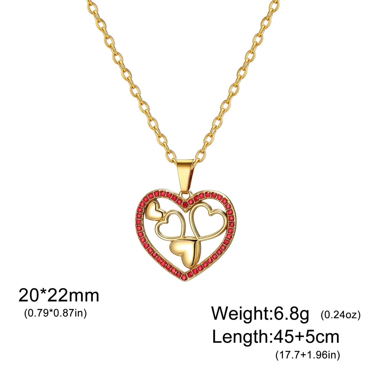 Skyrim Sweet Love Heart Zircon Pendant Necklace Stainless Steel Gold Color Minimalist Choker Fashion Jewelry Birthday Gift