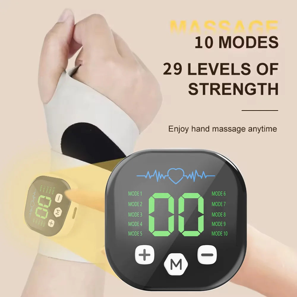 Electric Wrist Massager 5 Levels Compress 3 Levels Vibration Massage Wrist Guard Band Carpal Tunnel