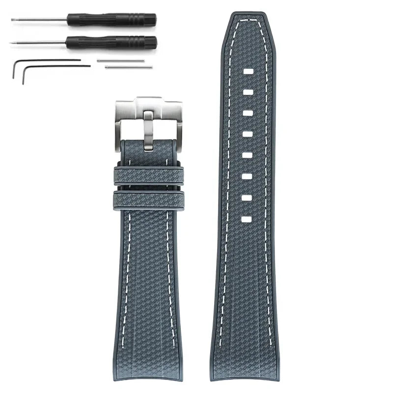 Rubber Silicone Watch Band for Swatch X Blancpain GREEN ABYSS Curved End Waterproof Sport Woven Pattern Strap Bracelet 22mm