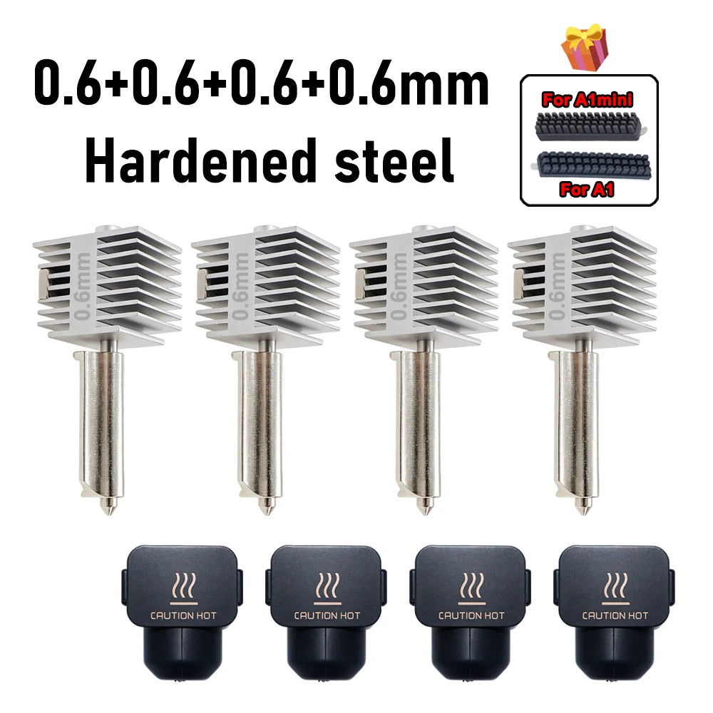 Upgraded Hotend Kit For Bambu Lab A2L/A1/A1 Mini All-in-one Hot End Assembly 0.2/0.4/0.6/0.8mm Hardened Steel Nozzle 3D Printer