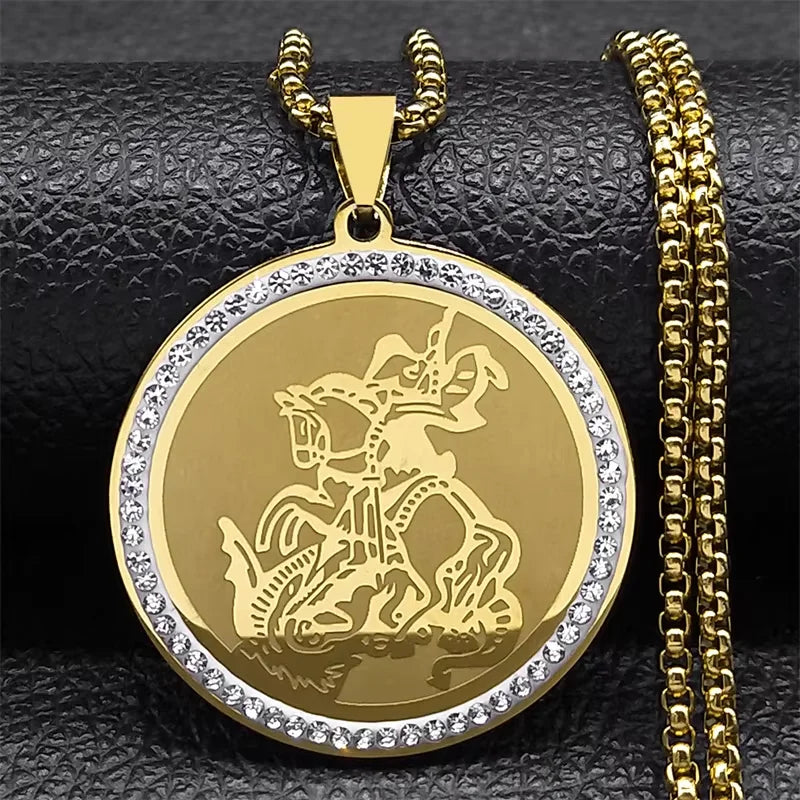 Seven Archangels Medal Angel Necklace for Women Men Stainless Steel Seal of Solomon Protection Chain Jewelry Collar NZZZ504S02
