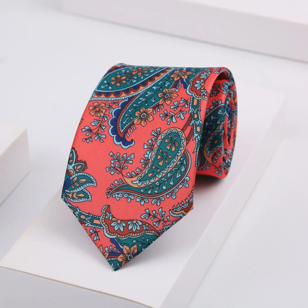 Men's Super Soft Silk Touch Ties Floral Paisley 8cm Necktie For Men Wedding Business Gravata Novelty Printing Neck Ties