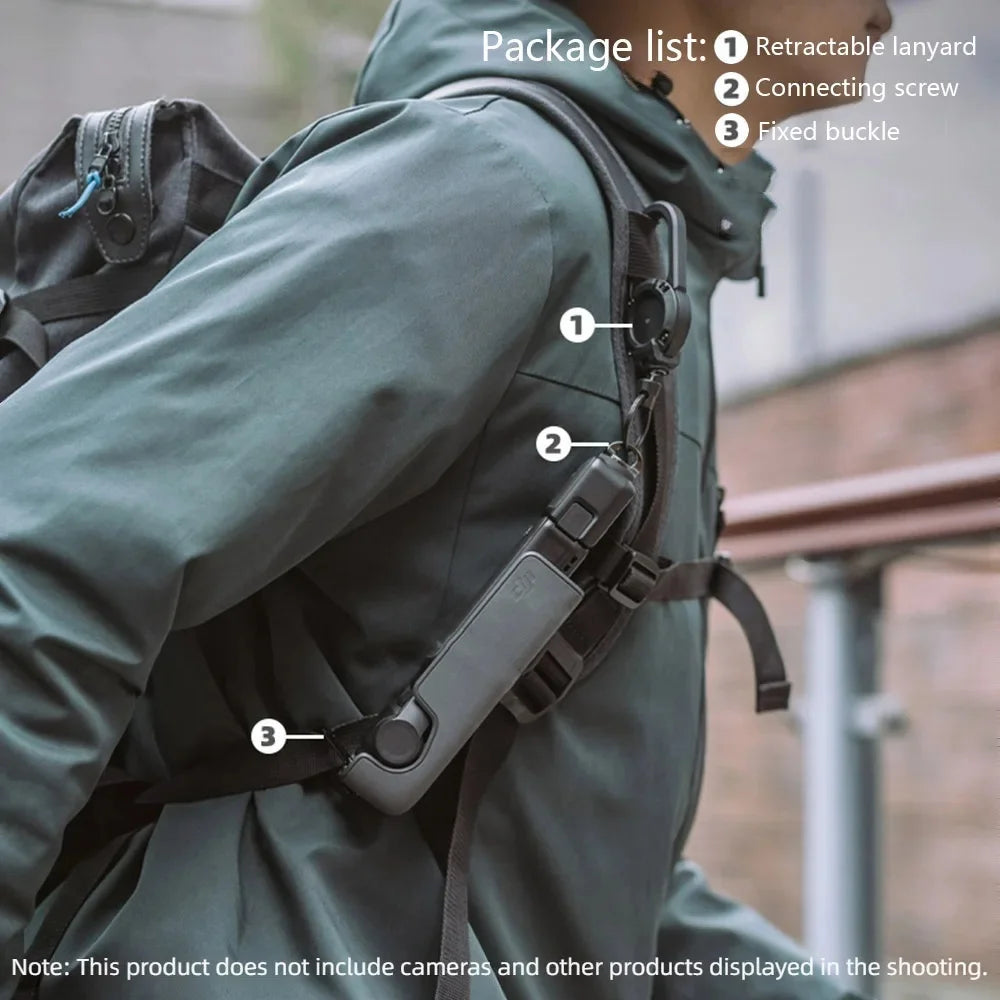 Telescopic Backpack Buckle Quick Release Extendable Lanyard Strap Anti-Drop Portable Hanger for DJI Osmo Pocket 4 3 Accessories
