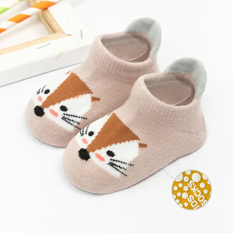 Cartoon Baby Socks Anti Slip Kids Girl Boy Short Socks With Rubber Soles Spring Autumn Soft Cotton Infant Toddler Floor Socks