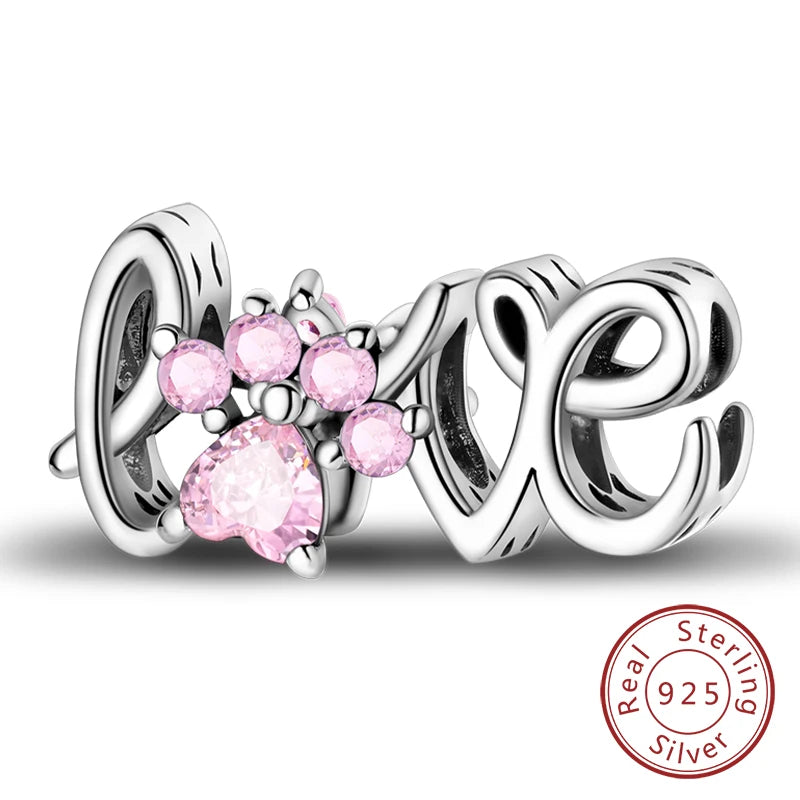 Hot Sale Charm Bead Pendant 925 Sterling Silver Firefly Love Heart Cats Dogs Sunflower Charm for Bracelet Women DIY Jewelry Gift