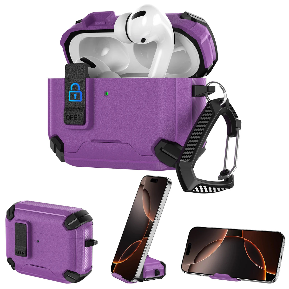 New Security Lock Case For AirPods Pro 3 Pro2 Pro 4 Cover TPU PC Phone Stand Design Protective Cases Fundas Earphone Accessories