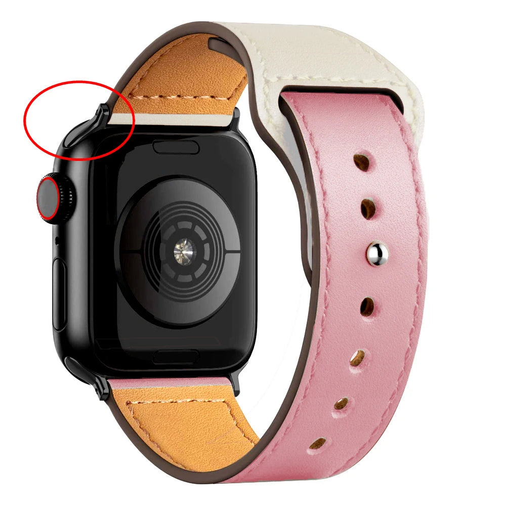 Leather band For Apple watch strap Ultra 2 49mm 44mm 40mm 38mm/42mm wrist bracelet for iWatch series 10 9 8 7 4 5 6 se 41mm/45mm
