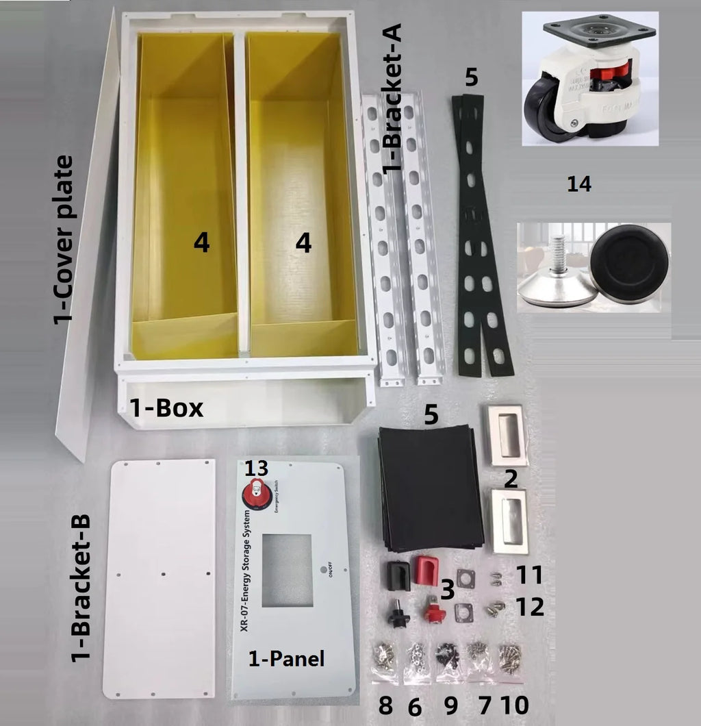 XR07 48V 280AH LiFePO4 Battery Case PowerBox Solar Home Energy Storage 16S 51.2v DIY Kit For JK BMS EVE CATL 280AH 302AH