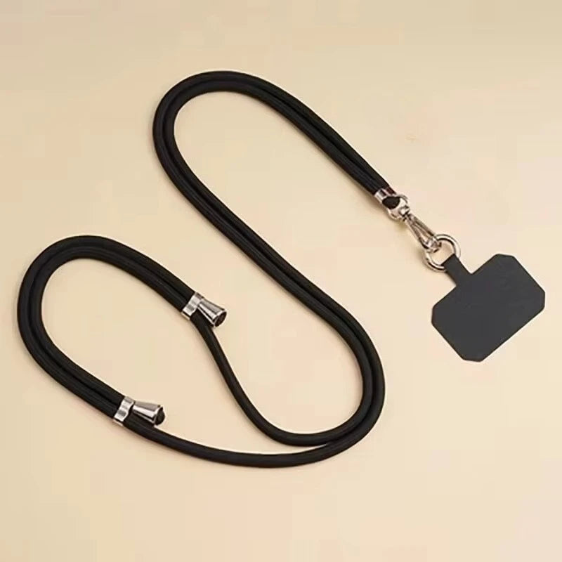 Universal Adjustment Phone Lanyard Solid Color Polyester Necklace Strap Long Hanging Rope With Clip Anti-Lost Crossbody Lanyard