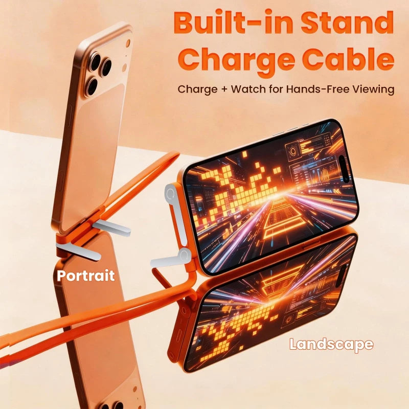 240W 2 in 1 USB C to USB C Fast Charging Foldable Bracket Data Cable Type C Desktop Holder Charging Wire For Iphone17 16 Samsung