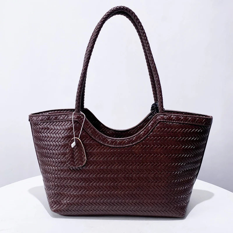 Imitation Braided Embossment Tote Bag For Women Luxury Designer Handbag 2025 New In Vintage With Inner Pocket Underarm Shoulder
