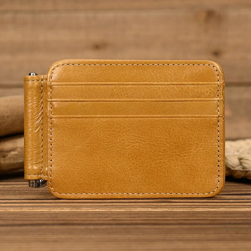 Genuine Leather Money Clip Purse For Men Women Cash Clip Wallets Male Short Wallets Card Holder Multi Cards Short Purse for Man