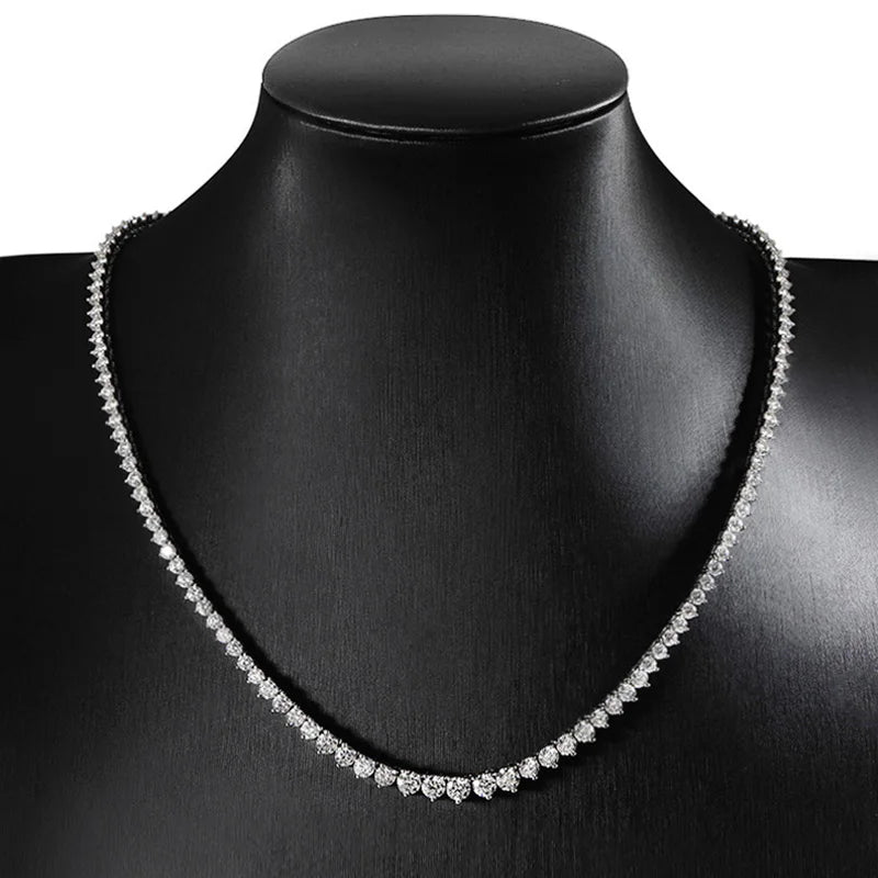 KNOBSPIN 3 Claw D VVS1 Moissanite Tennis Necklace s925 Sterling Silver 18k White Gold GRA Certified Wedding Necklaces for Women