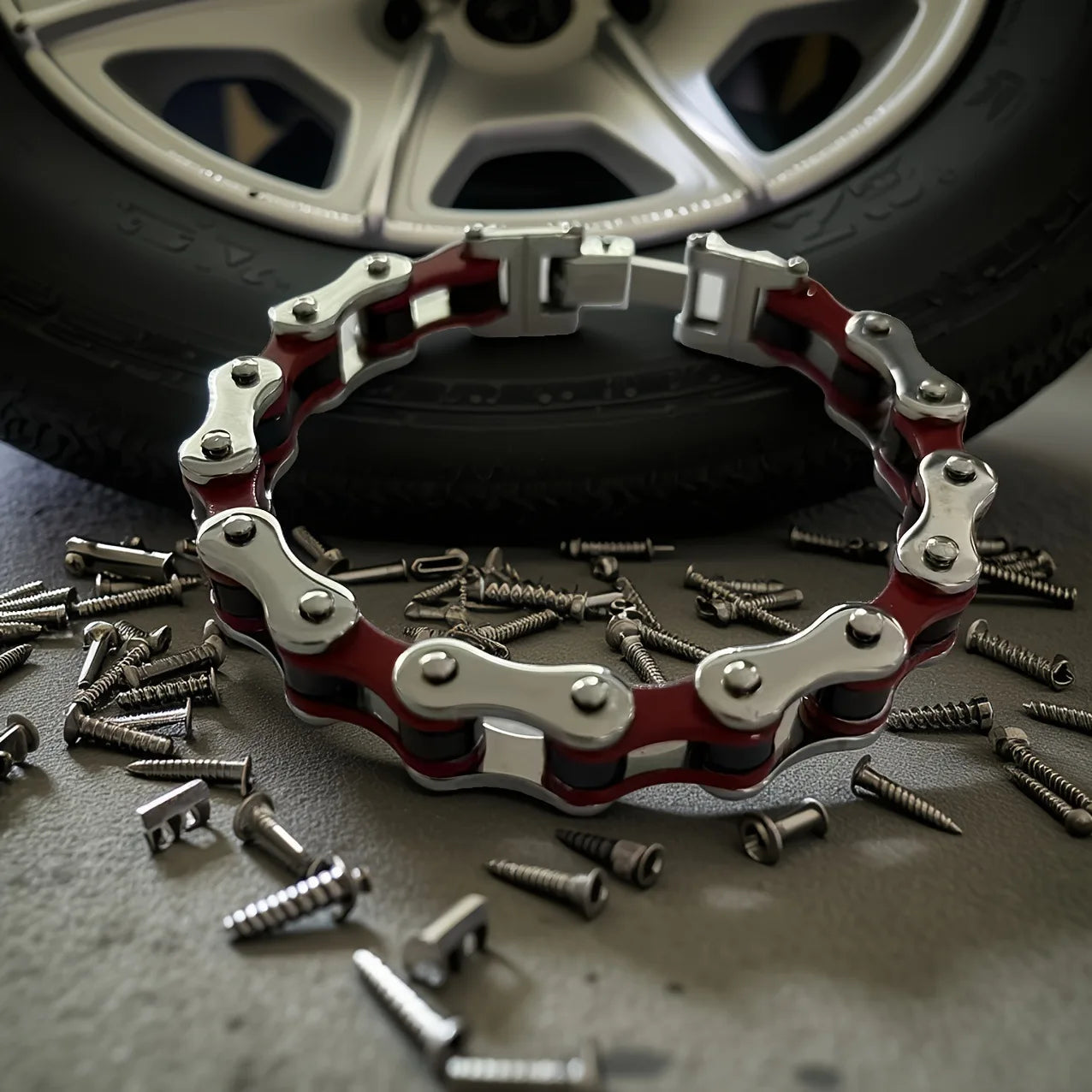 Cross-border European and American non-fading men's stainless steel trendy rock and roll bike motorcycle bracelet
