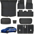 For 2025-2026 Model Y 7PCS Full Set TPE Floor Mats Custom Fit All Weather Waterproof Non-Slip Odorless Easy Clean Cargo Mat Rear Seat Back Cover, Not Fit Standard Version