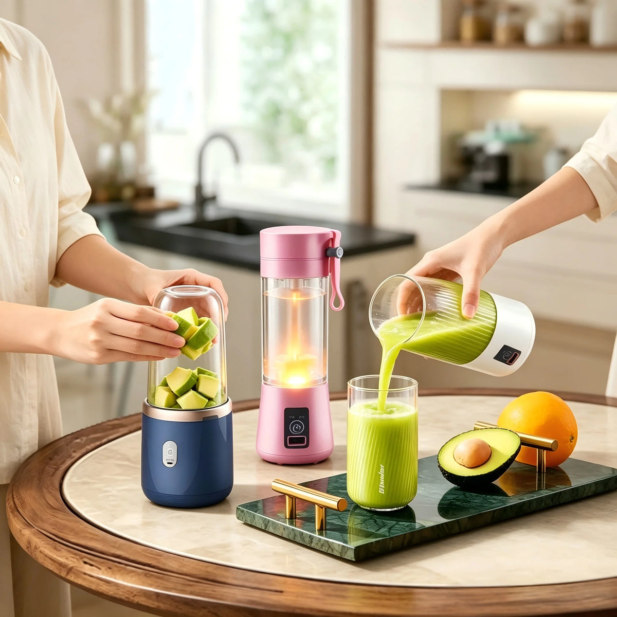 Portable Mini Blender Cup, USB‑C Rechargeable Personal Electric Juicer, Small Fruit Smoothie Mixer for Travel Home Car Outdoor Use