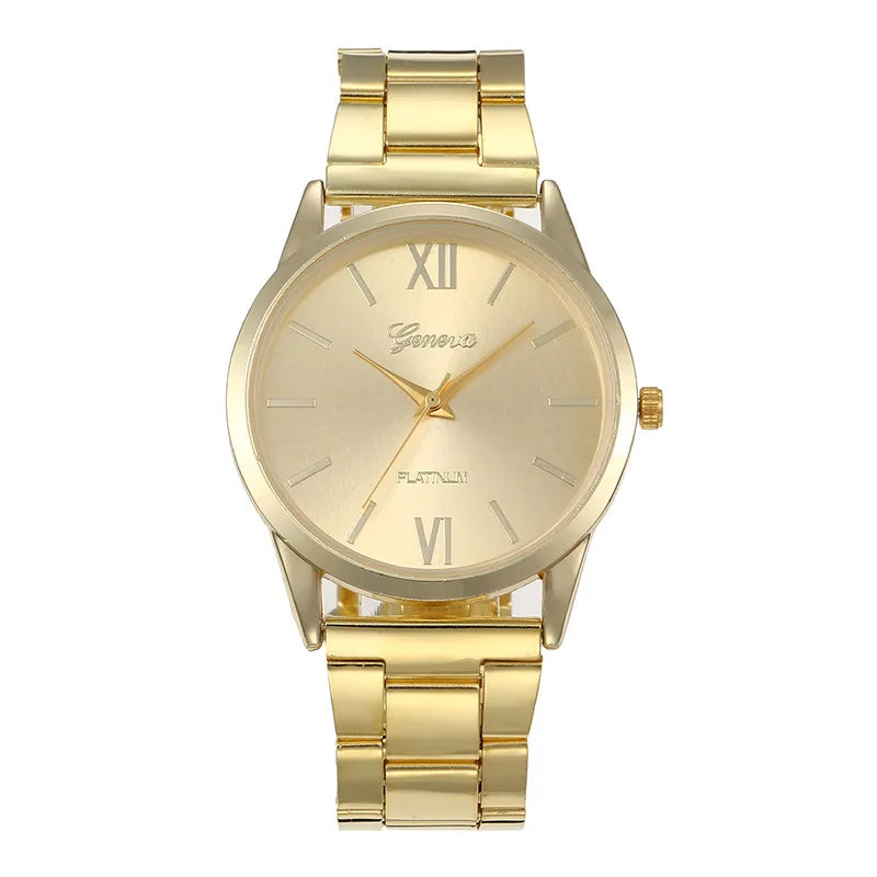 6PCS Women's Watch Fashion Gold Steel Band Quartz Watches Bracelets Set（Without Box）