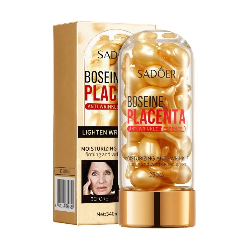 25 Placenta Capsule Serum Lightening Spots Acne Serum Firming and Brightening Skin Care Cosmetics Facial Serum