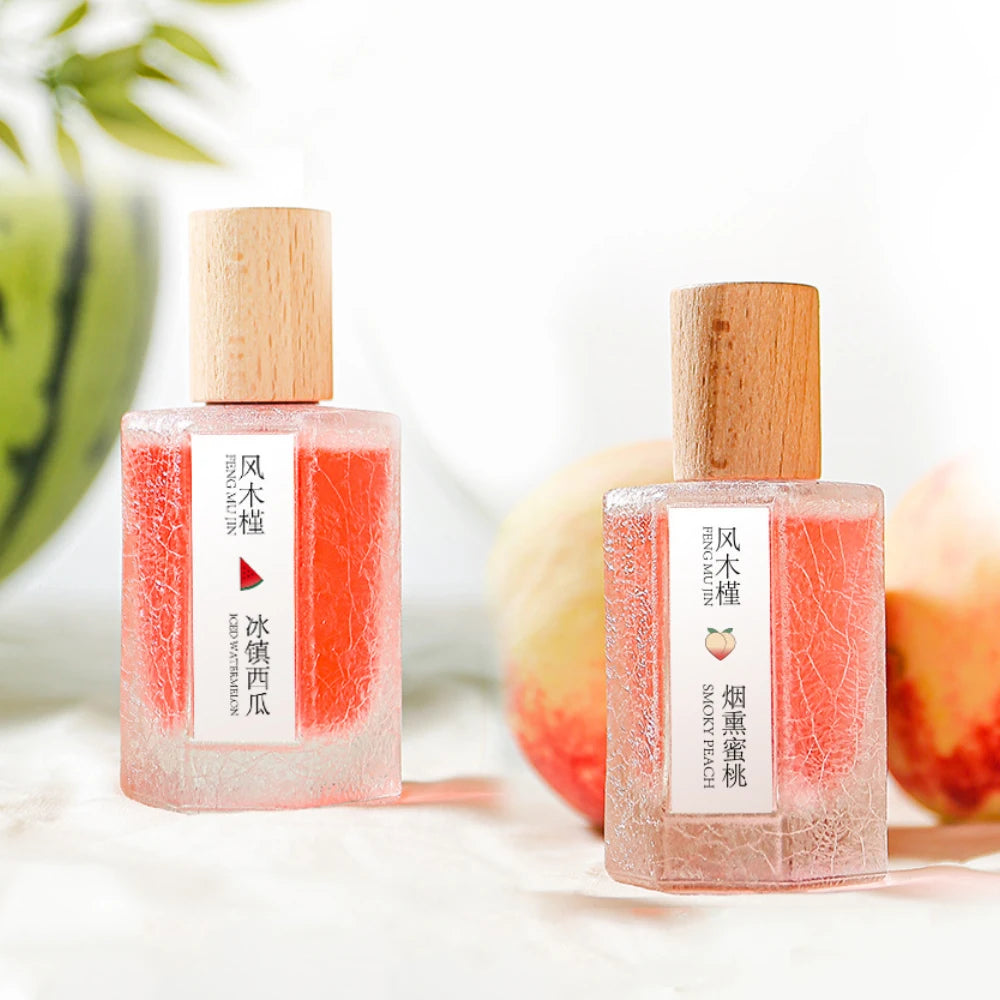 2Pcs Fruity Eau de Toilette for Women, Peach Blossom & Watermelon Fresh Perfume Spray, Sweet Floral Body Fragrance Gift Set