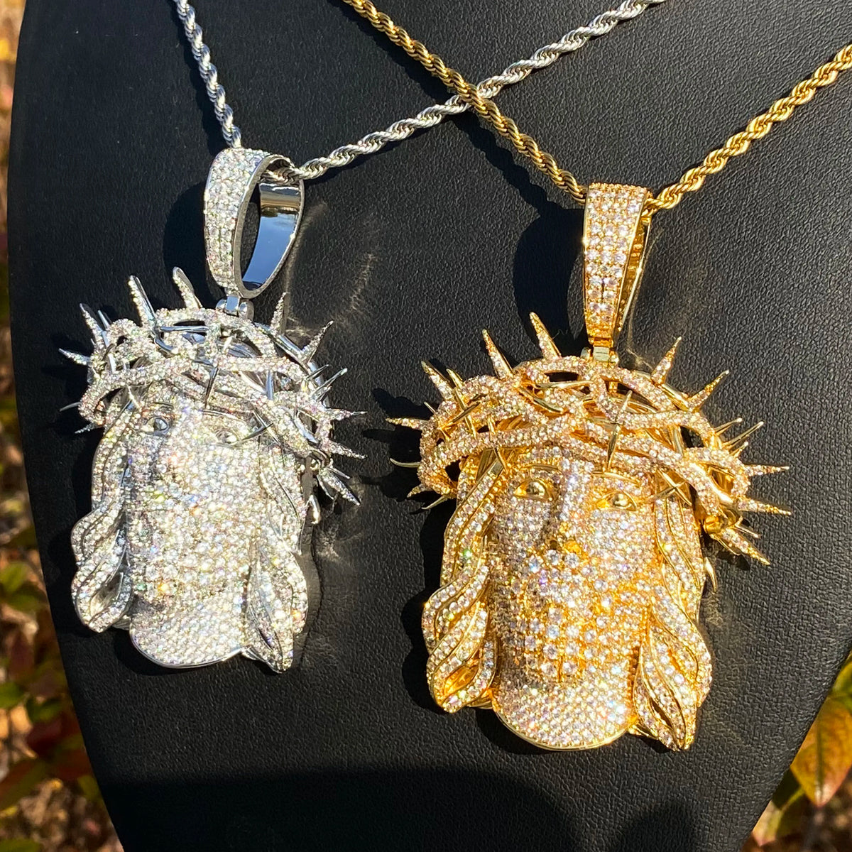 Aokaishen Iced Out Ratten Jesus Necklace Pendant for Men Prong Setting Cubic Zirocnia Hip Hop Jewelry