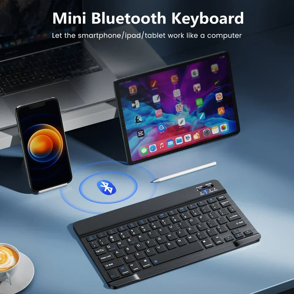 10inch Bluetooth Wireless Keyboard Rechargeable For Mobile Phones Tablet Russian Spanish French AZERT For Android ios Windows